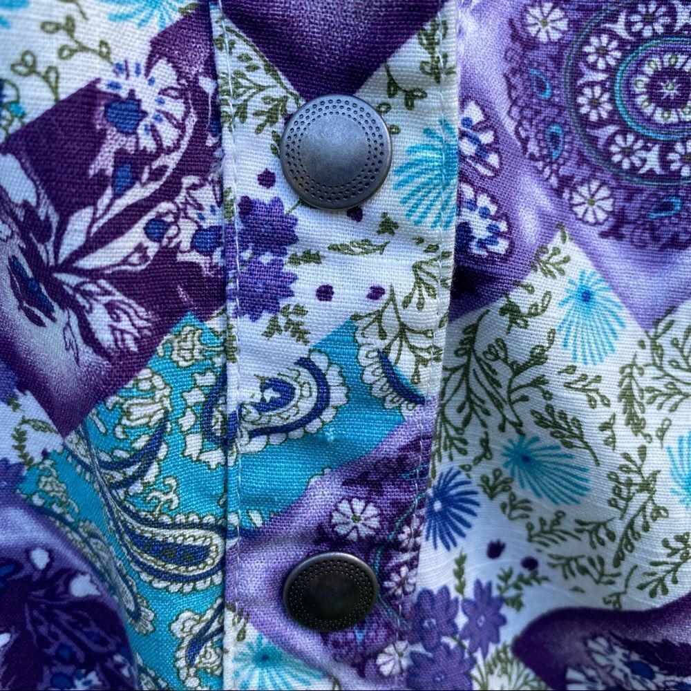 CJ Banks Purple Olive Turquoise Floral Paisley Snap Front Jacket 2X